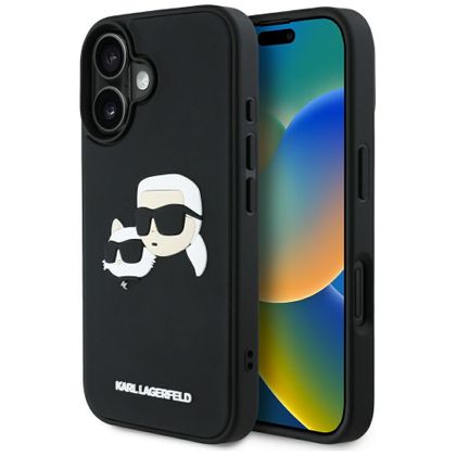 Etui Karl Lagerfeld HC 3D Rubber Double Heads do iPhone 16 czarny