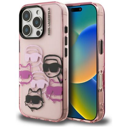 Etui Karl Lagerfeld IML Multi K&C Head Pattern do iPhone 16 Pro różowy