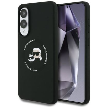 Etui Karl Lagerfeld Silicone Double Heads And Circle MagSafe do Samsung Galaxy S25 Edge czarny