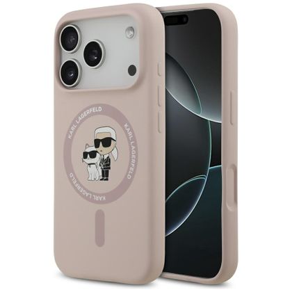 Etui Karl Lagerfeld Silicone Karl&Choupette Ring MagSafe do iPhone 17 Pro / 18 Pro różowy