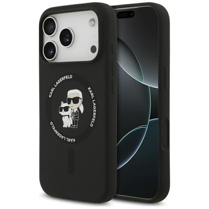 Etui Karl Lagerfeld Silicone Karl&Choupette Ring MagSafe do iPhone 17 Pro / 18 Pro czarny