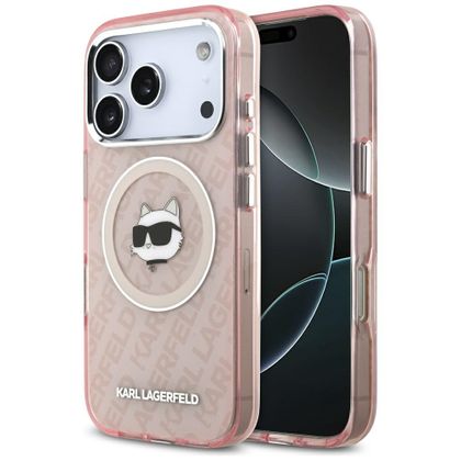 Etui Karl Lagerfeld IML Choupette Head Logo MagSafe do iPhone 17 Pro / 18 Pro różowy
