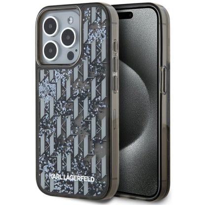 Etui Karl Lagerfeld Liquide Glitter Monogram Gradient do iPhone 15 Pro Max czarny