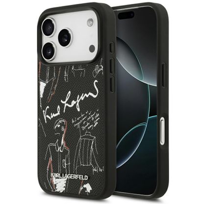 Etui Karl Lagerfeld Grained Pattern & Logo MagSafe do iPhone 17 Pro / 18 Pro czarny