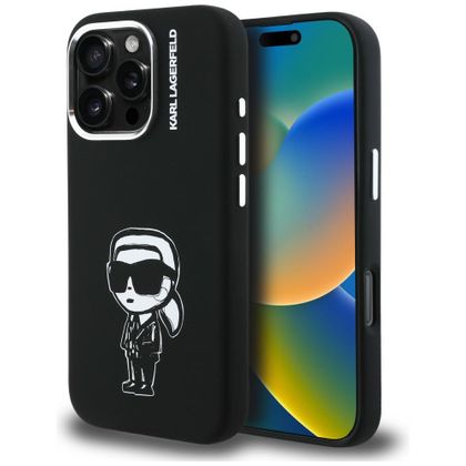 Etui Karl Lagerfeld Silicone Karl Sketch MagSafe do iPhone 16 Pro czarny