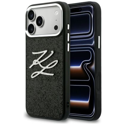 Etui Karl Lagerfeld IML Glitter KL Diamond Logo do iPhone 17 Pro Max / 18 Pro Max czarny