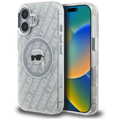 Etui Karl Lagerfeld IML Karl Head Logo MagSafe do iPhone 16 szary