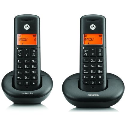 Telefon stacjonarny bezprzewodowy zestaw 2 szt. Motorola E202 czarny