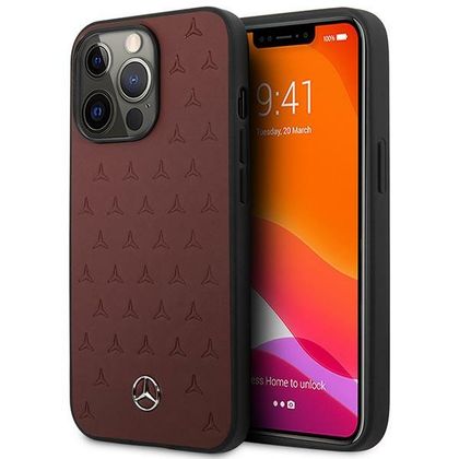 Mercedes MEHCP13XPSQRE iPhone 13 Pro Max6,7" czerwony/red hardcase Leather Stars Pattern