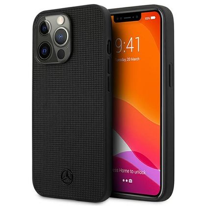 Mercedes MEHCP13LMBLBK iPhone 13 Pro /13 6,1" czarny/black hardcase Leather Meshed Metal Logo