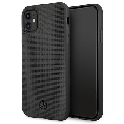Mercedes MEHCN61MBLBK iPhone 11czarny/black hardcase Leather Meshed Metal Logo