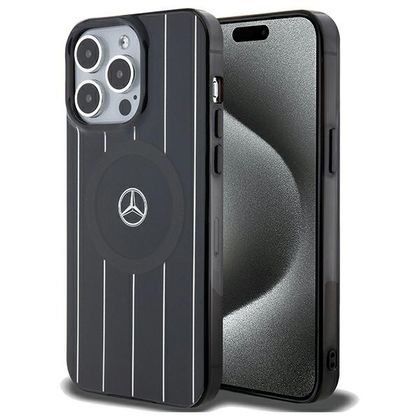 Mercedes MEHMP15X23HRSK iPhone 15 Pro Max 6.7" czarny/black hardcase Double Layer Crossed Lines MagSafe
