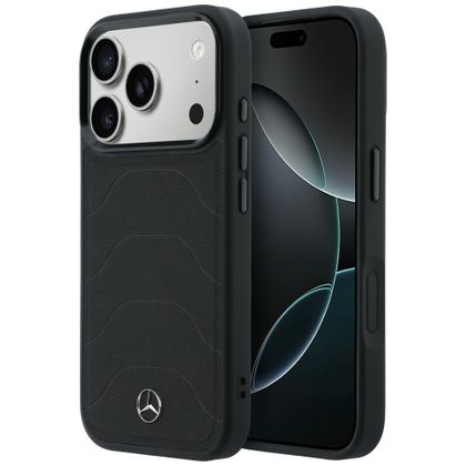Etui Mercedes Leather Mesh with Bow Line MagSafe do iPhone 17 Pro / 18 Pro czarny