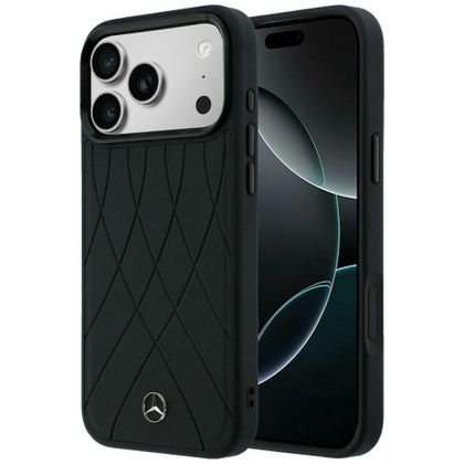 Etui Mercedes Leather with Crossed Lines MagSafe do iPhone 17 Pro / 18 Pro czarny