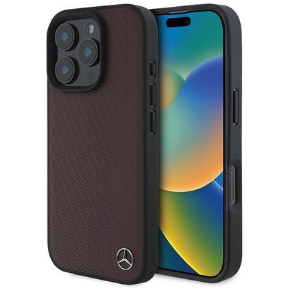 Mercedes MEHMP16X23RBGVR iPhone16 Pro Max 6.9" czerwony/red hardcase MB Wood Imitation Leather MagSafe