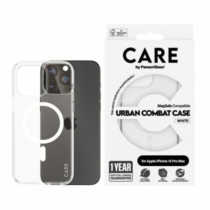 Etui CARE by PanzerGlass Flagship Urban Combat Case iPhone 15 Pro Max 6,7" MagSafe biały/white 1420