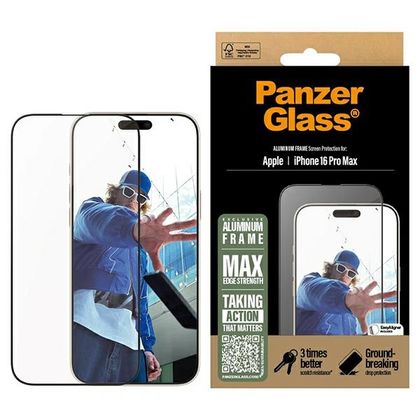 PanzerGlass Screen Protector AluminumFrame iPhone 16 Pro Max 6.9" Ultra-Wide Fit 2852