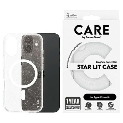 Etui CARE by PanzerGlass Flagship Star Lit Case iPhone 16 6,1" biały/white MagSafe 1341