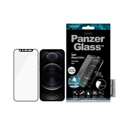 PanzerGlass E2E Microfracture iPhone 12/12 Pro 6,1" CamSlider Swarovsky Case Friendly AntiBacterial czarny/black