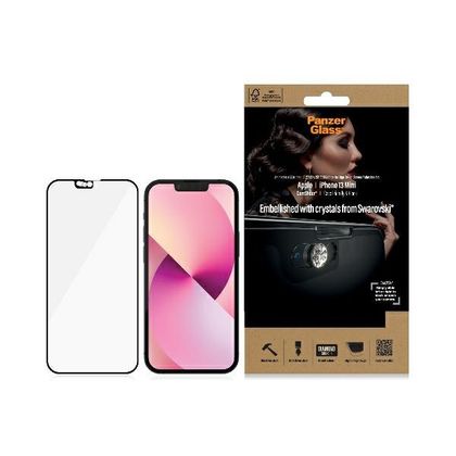 PanzerGlass E2E Microfracture iPhone 13Mini 5,4" CamSlider Swarovsky Case Friendly AntiBacterial czarny/black 2750