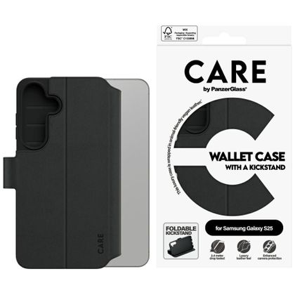 Etui CARE by PanzerGlass Feature Wallet Kickstand do Samsung Galaxy S25 czarny