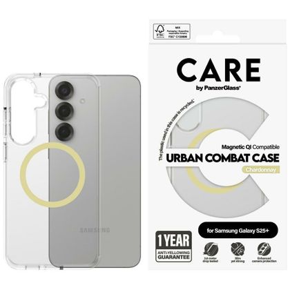 Etui CARE by PanzerGlass Flagship Urban Combat Chardonnay QI do Samsung Galaxy S25+ przezroczysty