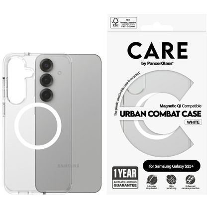 Etui CARE by PanzerGlass Flagship Urban Combat White QI do Samsung Galaxy S25+ przezroczysty