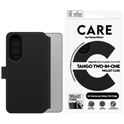 Etui CARE by PanzerGlass Feature Tango 2w1 Wallet Qi do Samsung Galaxy S25 Edge czarny