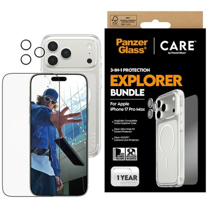 Zestaw ochronny CARE by PanzerGlass Flagship Explorer 3w1 Etui+Szkło+Lens do iPhone 17 Pro Max