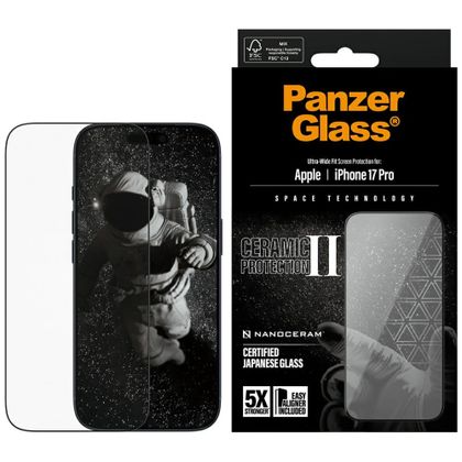 Szkło ceramiczne PanzerGlass Ceramic II Ultra-Wide Fit EasyAligner do iPhone 17 Pro