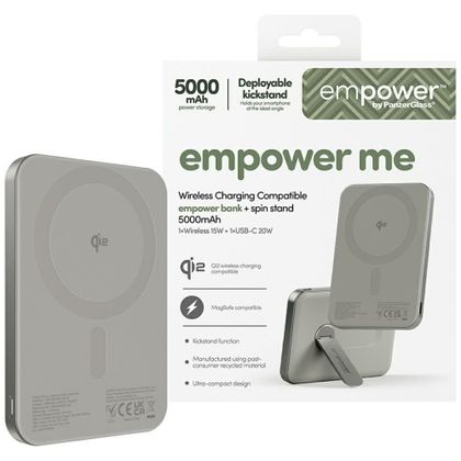 Powerbank empower by PanzerGlass Bank w. Spin Stand QI2 5000mAh tytanowy