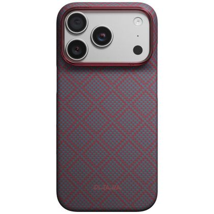 Etui PITAKA Edge Case Argyle MagSafe do iPhone 18 Pro / 17 Pro niebiesko-czerwony