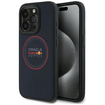 Red Bull RBHMP15X24PUILVR iPhone 15 Pro Max 6.7" hardcase granatowy/navy Leather Red Ring MagSafe