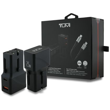 Ładowarka sieciowa TUMI Travel Adapter 25W USB-C / USB-A + Kabel USB-C/USB-C czarny