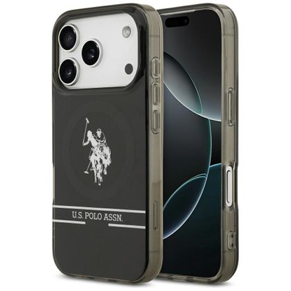 Etui US Polo DH and Bottom Stripe Logo MagSafe do iPhone 17 Pro / 18 Pro czarny