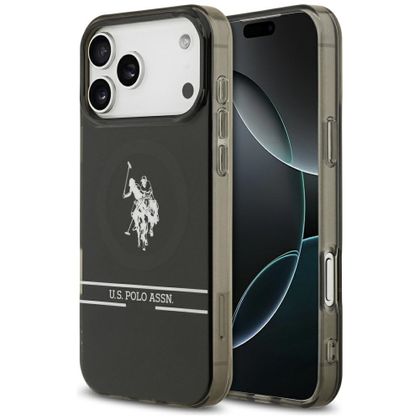 Etui US Polo DH and Bottom Stripe Logo MagSafe do iPhone 17 Pro Max czarny