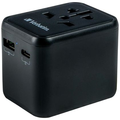 Verbatim Adapter podróżny EU/UK/US2xUSB-A/USB-C PD 20W UTA-02 czarny/black 49544
