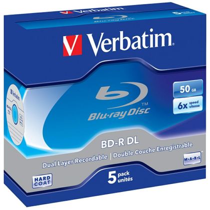 Płyty Blu-ray Verbatim 50GB 6X BD-R DL 5szt szary 43748