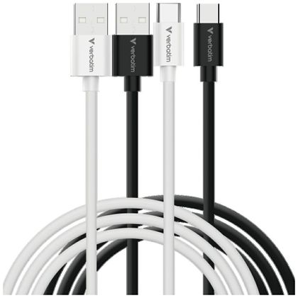 Kable Verbatim Sync & Charge USC-C do A essentials 18W czarny / biały 2szt. 32393