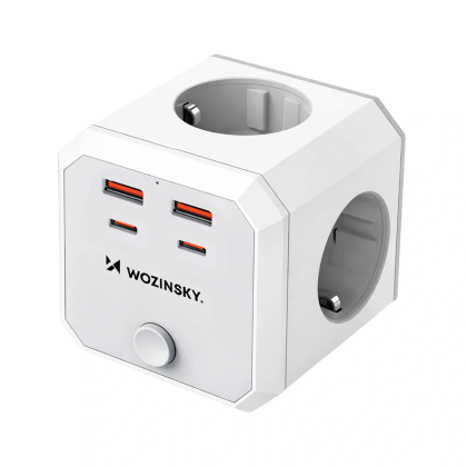 Kostka zasilająca Wozinsky WKZ-4B 4x AC 2x USB-A 2x USB-C PD 20 W 4000 W - biała