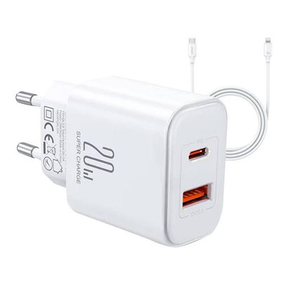 Ładowarka sieciowa Joyroom JR-TCF05, 20W + kabel C to L 1m (biała)
