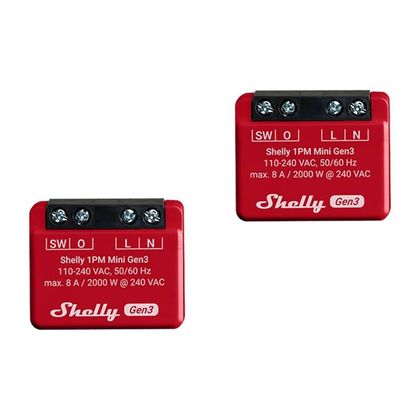 Zestaw 2 przekaźników SHELLY 1PM Mini Gen3 Wi-Fi BT