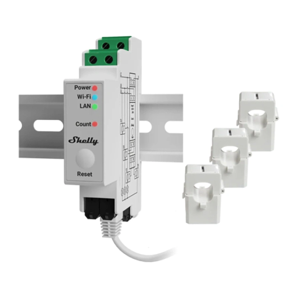 3-kierunkowy miernik zużycia energii elektrycznej Shelly PRO 3EM 120A WiFi/Bluetooth/Matter