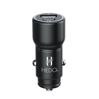 Szybka ładowarka samochodowa HEDO USB Typ-C 20W Czarna (JS-018-1)