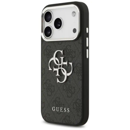 GUESS futerał do IPHONE 17 GUHCP17SP4G4SMCK (4G PU Leather Case with Big 4G and Classic Logo and Silver Metal Camera Frame) czarny