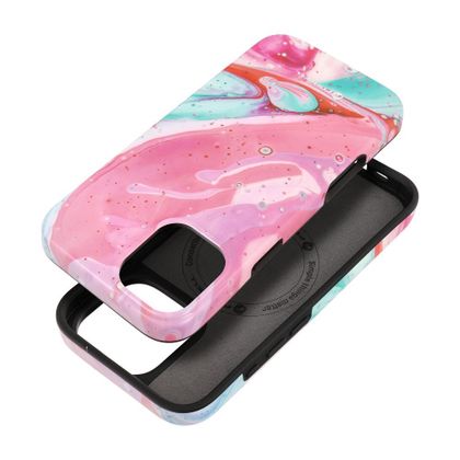Etui na iPhone 16 PLUS Forcell F-Protect Mirage zgodne z MagSafe Military Drop-Test pink marble