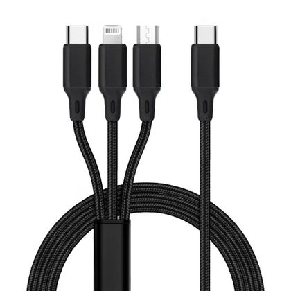 Kabel 3w1 Typ C do Lightning / Typ C / Micro USB 2,4A C171 1,2 m czarny