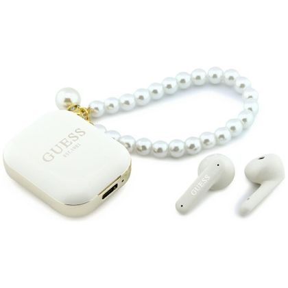 Słuchawki bezprzewodowe douszne GUESS TWS Pearl Strap GUE005327 białe