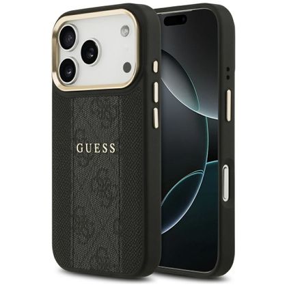 GUESS futerał do IPHONE 17 Pro kompatybilny z MagSafe GUHMP17LPG4SEMCK (PU W/ 4G Stripe) czarny