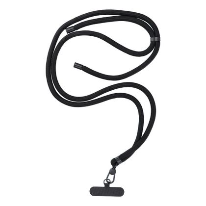 Smycz do telefonu, Zawieszka do telefonu - SWING (8mm) z regulacją długości / długość sznura 165cm (max 82,5cm w pętli) / na ramię lub szyję - czarny